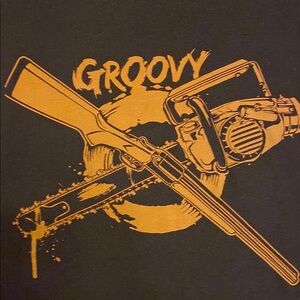 Black and Orange Retro Graphic Tee Short Sleeve